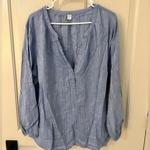 Old Navy Chambray Cinch Sleeve Blouse